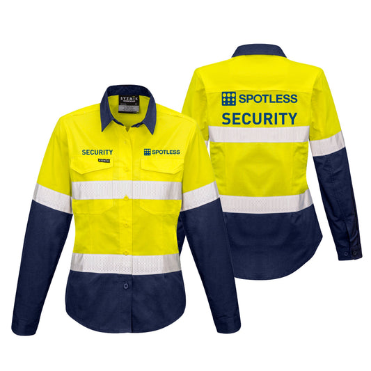 Womens L-S Taped Shirt  - Yellow/Navy