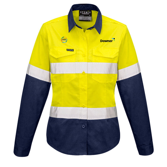 Womens L-S Taped Shirt - Yellow-Navy