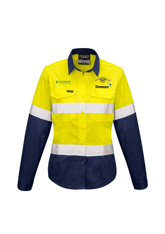 Womens L/S Taped Shirt - YELLOW/NAVY