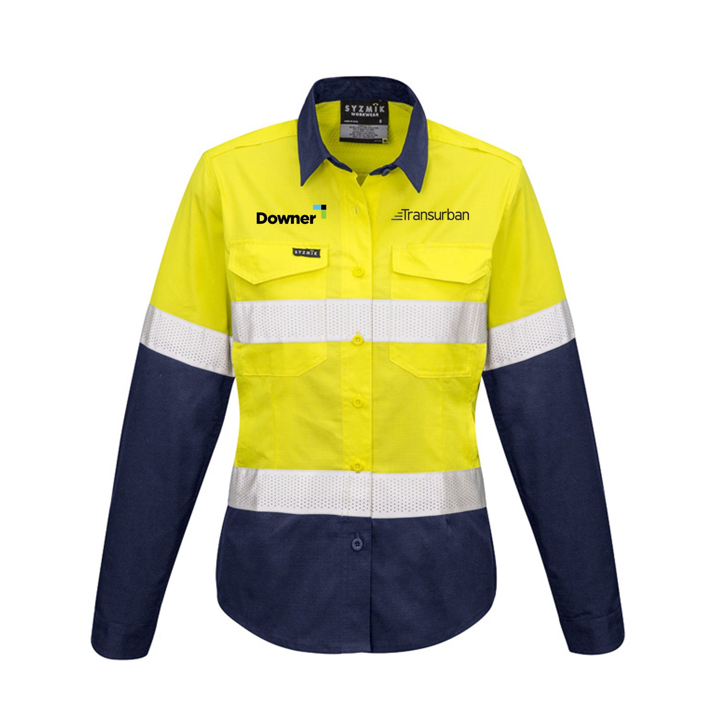 Womens L-S Taped Shirt  - Yellow-Navy