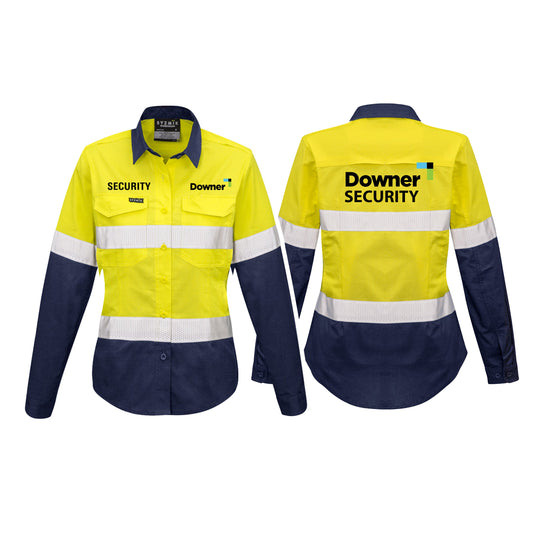 Womens L-S Taped Shirt  - Yellow/Navy