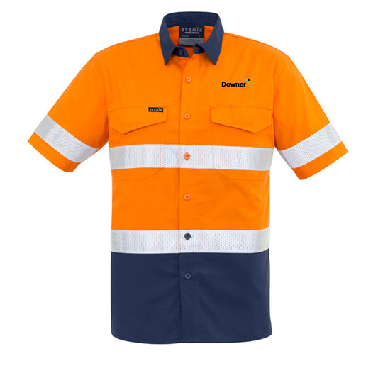 S-S Taped Basic Shirt   - Orange/Navy