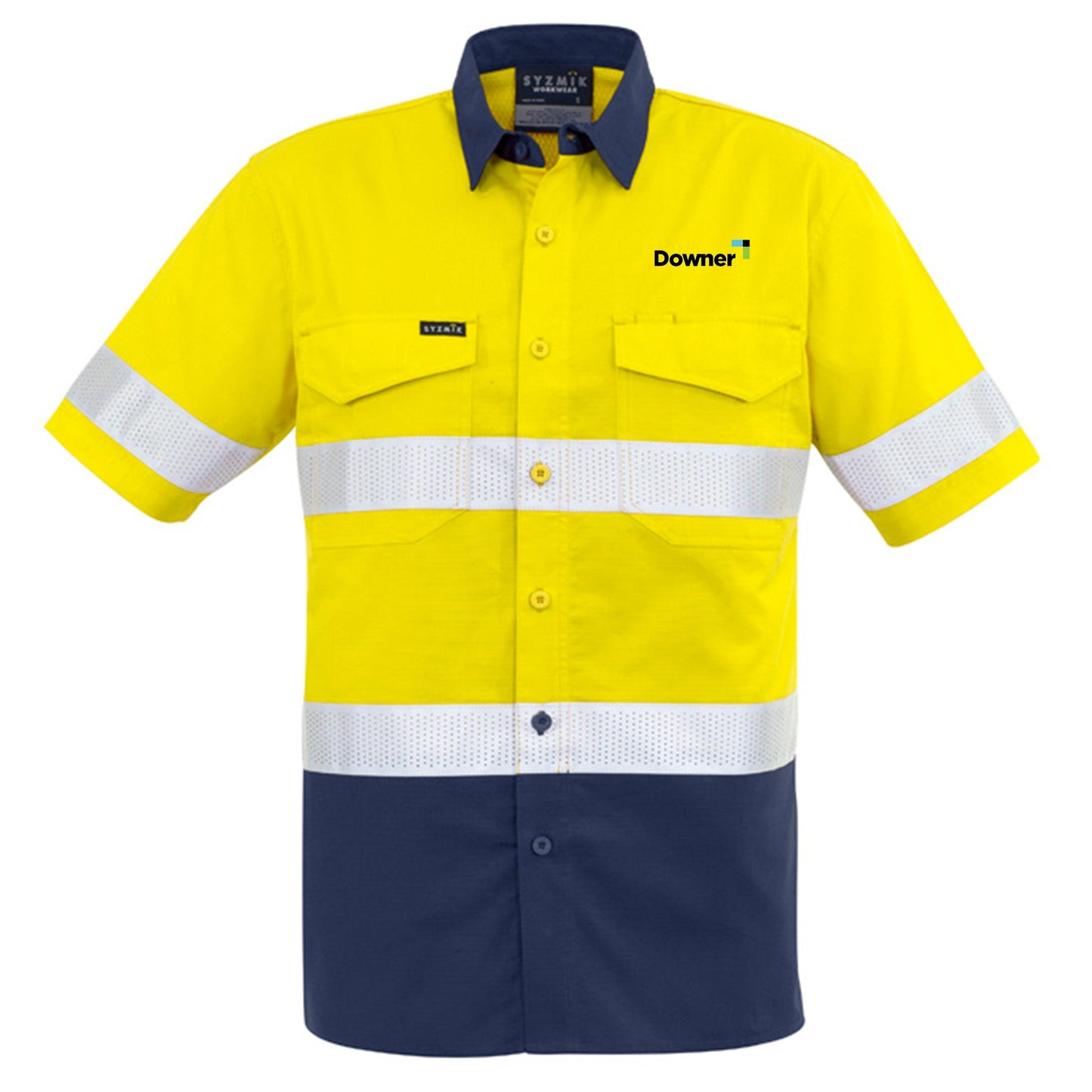 S-S Taped Basic Shirt   - Yellow-Navy