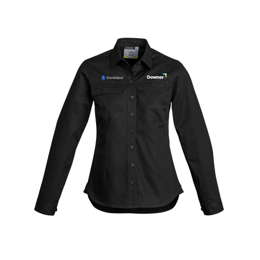 Womens Lightweight Tradie Long Sleeve Shirt - BLACK