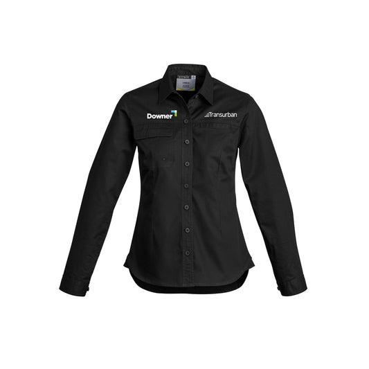 Womens Lightweight Tradie Long Sleeve Shirt - BLACK