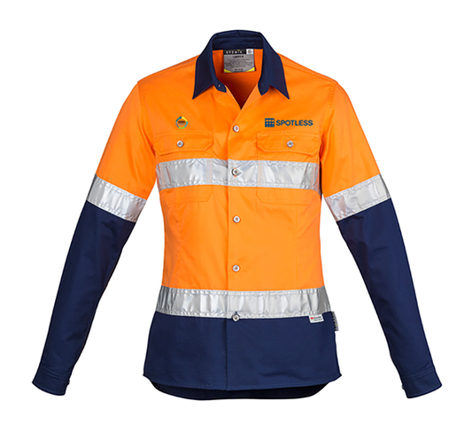 D-N Womens Hooped Shirt - Orange-Navy